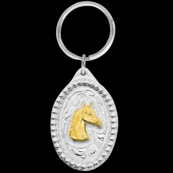 Embrace the beauty of the Arabian horse with our Gold Arabian Horse Head Keychain. Exquisitely crafted, it's a tribute to elegance and grace. Pair it with a special discount on your custom belt buckle order!